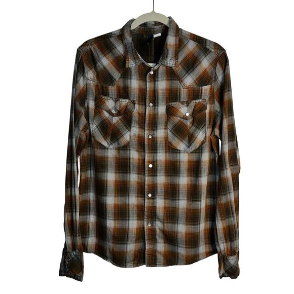DIVIDED by H&M Western Plaid Snap Button Shirt Men’s Size Medium - Picture 1 of 8